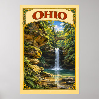 Poster Voyage dans l'Ohio vintage Parc d'État de Hocking