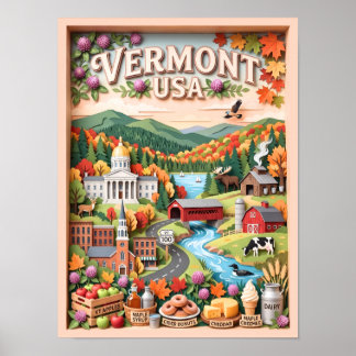 Poster Voyage d'automne dans le Vermont, monuments nature
