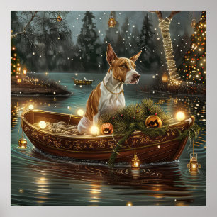 Poster Voyage de fête de Noël de Bull Terrier
