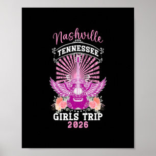 Poster Voyage de filles à Nashville 2026 Filles Voyageant