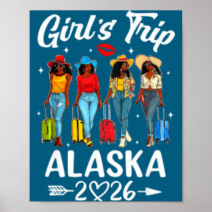 Poster Voyage de filles en Alaska 2026 Illustration d'ann