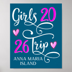 Poster Voyage de filles Groupe de vacances de l'île Maria