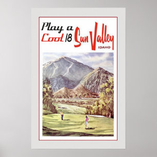 Poster Voyage de golf Retro Sun Valley