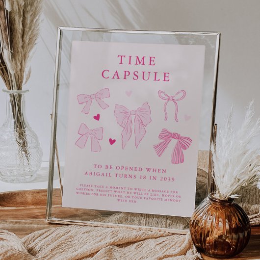 Poster Voyage de la capsule horaire Coquette Bow fête d'a