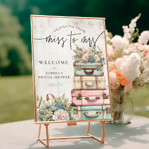 Poster Voyage de Miss à Mrs Vintage Floral Shower de Mari