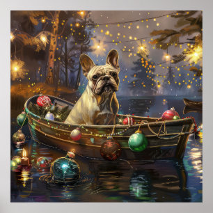 Poster Voyage de Noël festif de Bouledogue français