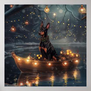 Poster Voyage de Noël festif du Doberman