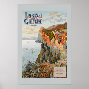 Poster Voyage de style italien vintage au lac de Garde en