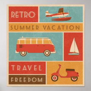 Poster Voyage de vacances d'été rétro KRW