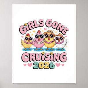 Poster Voyage de vacances en croisière Poulets filles en 