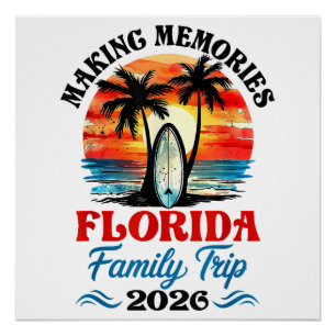 Poster Voyage de vacances en famille en Floride vintage 2