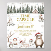 Poster Voyage d'hiver Animaux des bois Heure d'anniversai (Devant)