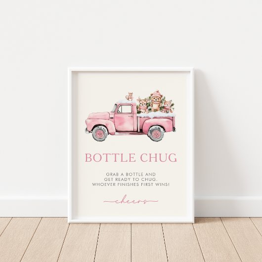 Poster Voyage d'hiver Bois Animaux Bottle Chug Jeu