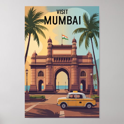 Poster Voyage d'illustrations à Mumbai India Gateway of I (Devant)