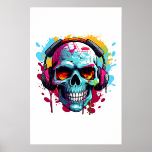 Poster VOYAGE DJ POP ART SKULS ACrylique