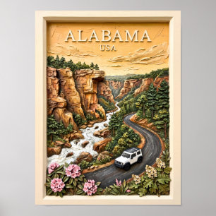 Poster Voyage en Alabama : Canyon de la rivière, Paysage