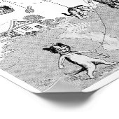 Poster Voyage en ballon de chat, Louis Wain (Coin)