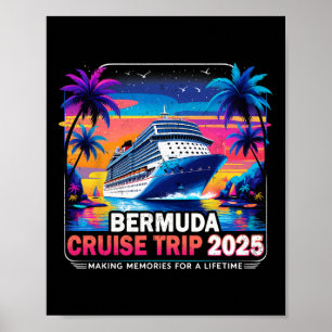 Poster Voyage en croisière aux Bermudes 2025 Cadeau de va