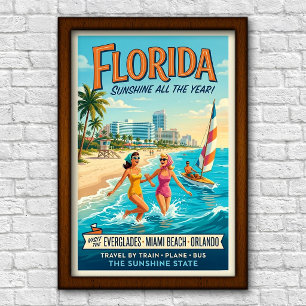 Poster Voyage en Floride des années 1960
