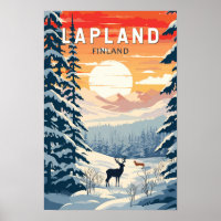 Voyage en Laponie Finlande Art Vintage