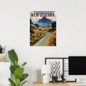 Poster Voyage en Nouvelle-Zélande vintage (Bureau à domicile)