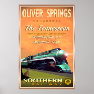 Poster Voyage en railway du sud d'Oliver Springs Tennesse