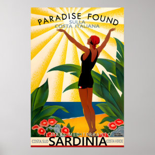 Poster Voyage en Sardaigne Méditerranée italienne Costa S