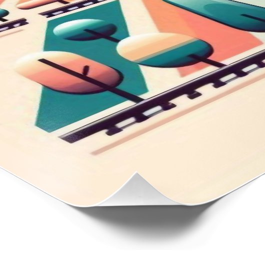 Poster Voyage En Train Rétro À Travers Les Paysages Surré (Coin)