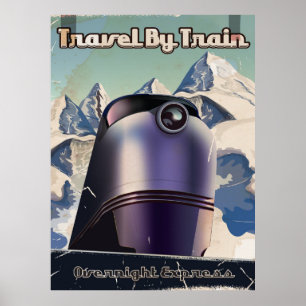 Poster Voyage En Train Sci-Fi Art vintage
