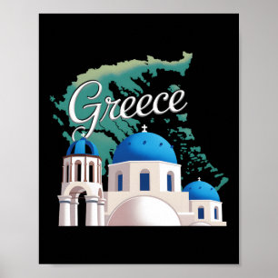 Poster Voyage Europe Grèce Athènes Santorin Crète Grec