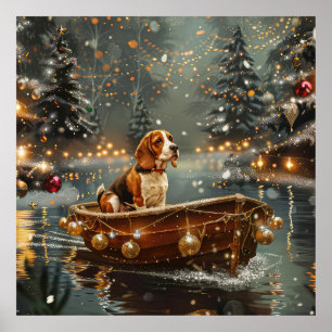 Poster Voyage festif de Noël beagle