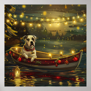 Poster Voyage festif de Noël de l'American Staffordshire