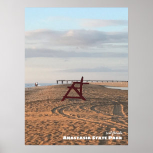 Poster Voyage   Floride - Anastasia Beach Red Chair