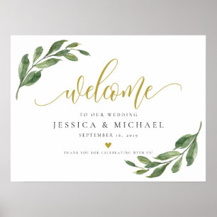Poster Voyage Greeny Leaf SIGNE Mariage de bienvenue