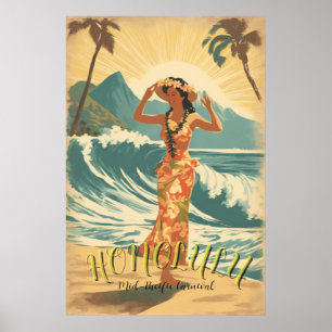 Poster Voyage Hawaii vintage Style