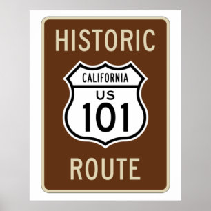 Poster Voyage historique US Route 101 (Californie)