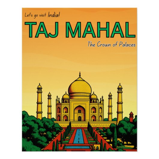 Poster Voyage Inde Agra Taj Mahal (Devant)