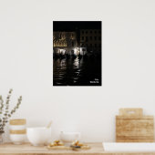 Poster Voyage | Italie - Venise nuit noire avec gandolas (Cuisine)