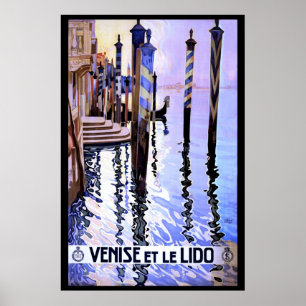 Poster Voyage italien vintage de Venise et de piscine