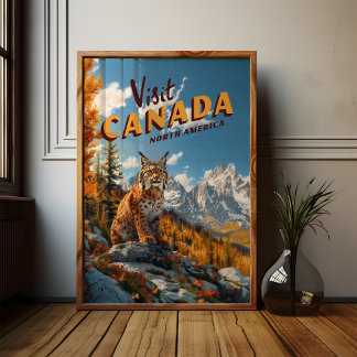 Poster Voyage Lynx du Canada Vintage