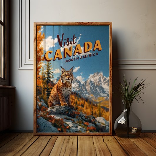 Poster Voyage Lynx du Canada Vintage
