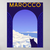 *~* Voyage Marocco Maroc Chat Fenêtre Ledge Bleu