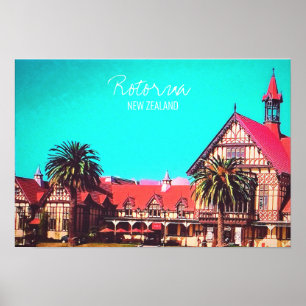 Poster Voyage Nouvelle-Zélande musée Rotorua