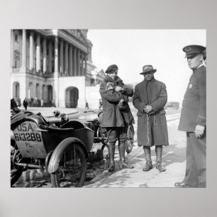 Poster Voyage par la route 1918 de moto