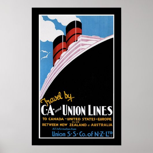 Poster Voyage par les lignes CA et Union (Devant)