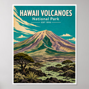 Poster Voyage Parc National des Volcans d'Hawaï Vintage