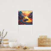 Poster Voyage pittoresque sur route sinueuse, couchers de (Cuisine)