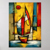 Poster Voyage Primal — Voilier Expressionniste Abstrait (Devant)