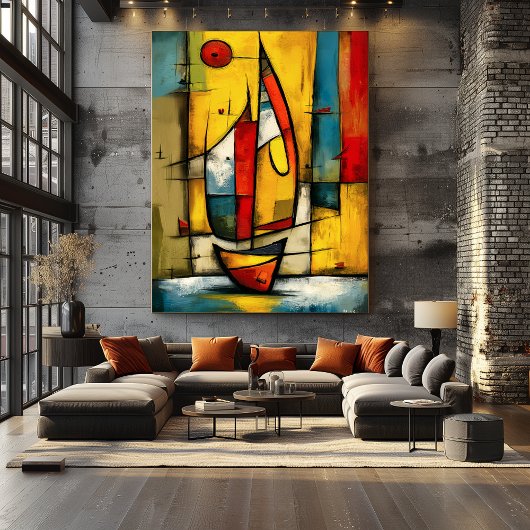 Poster Voyage Primal — Voilier Expressionniste Abstrait
