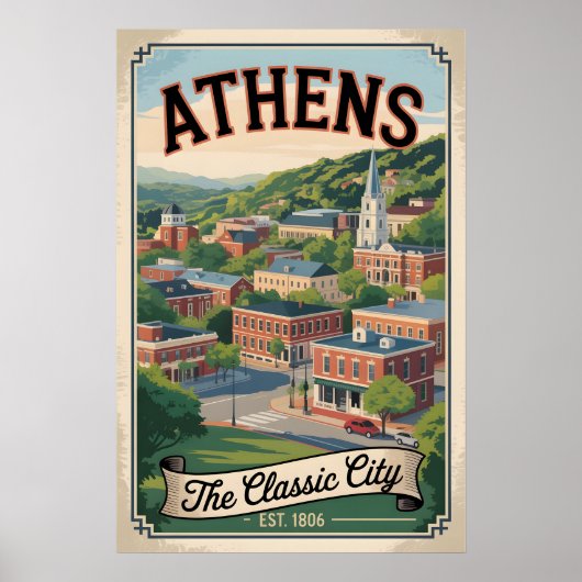 Poster Voyage Rétro à Athens Georgia (Devant)